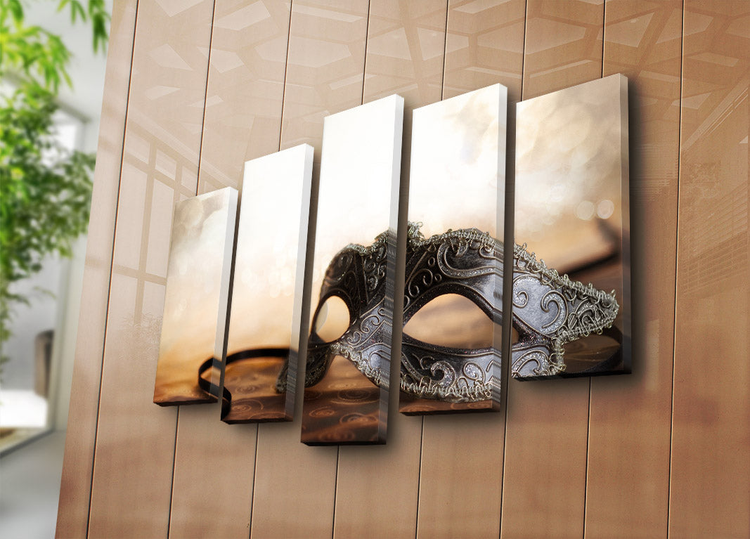 Quadro Decorativo em Tela (5 Peças) Multicolor 70x105 cm com Moldura de Madeira 3 cm – 5PATK-58