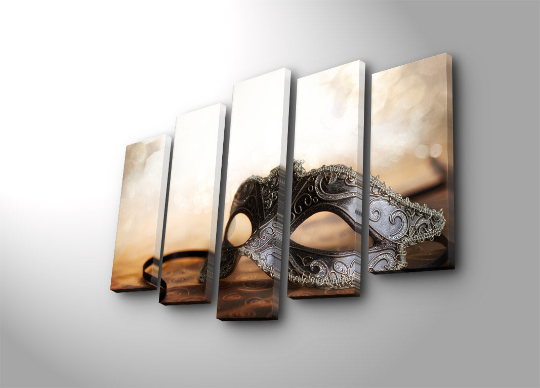 Quadro Decorativo em Tela (5 Peças) Multicolor 70x105 cm com Moldura de Madeira 3 cm – 5PATK-58