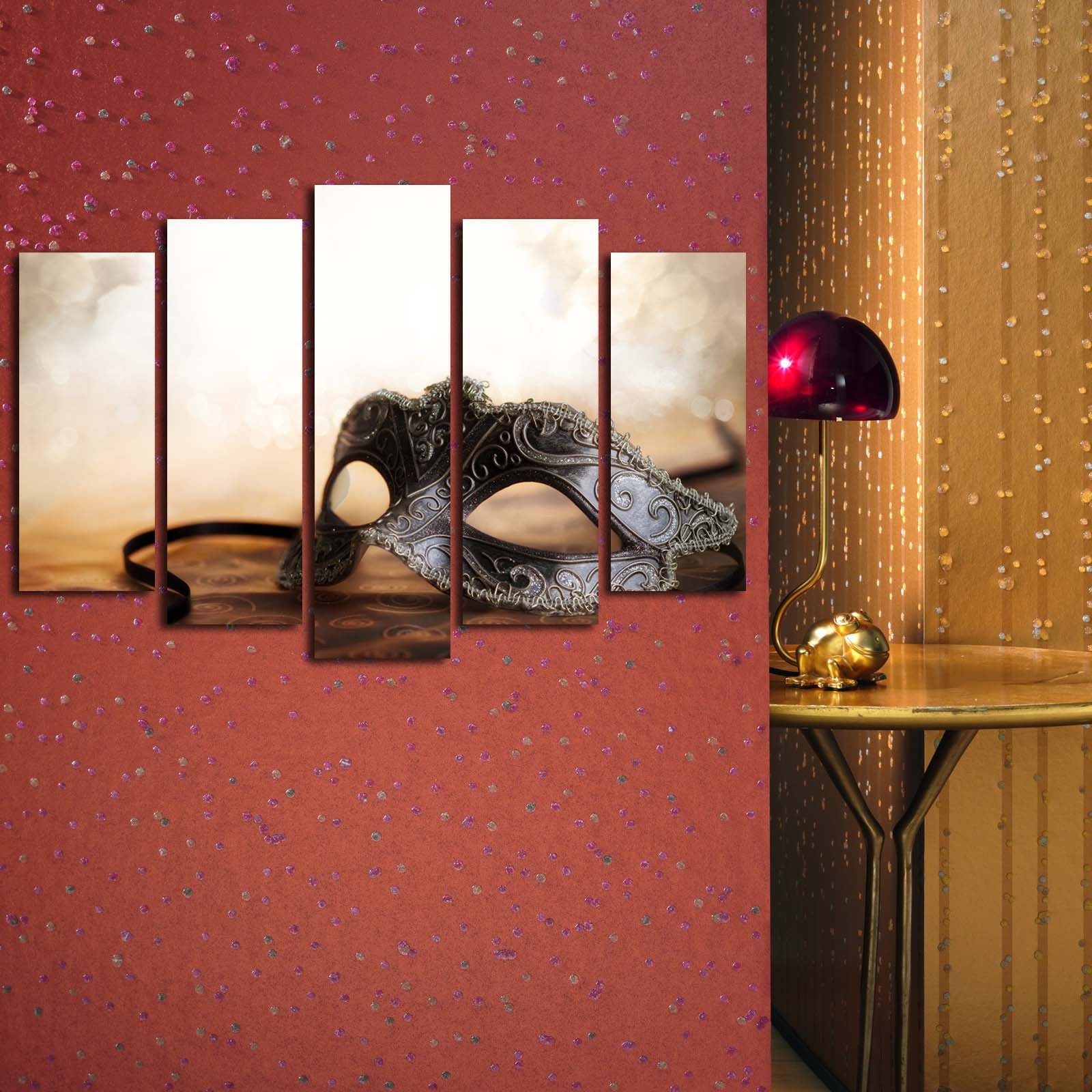 Quadro Decorativo em Tela (5 Peças) Multicolor 70x105 cm com Moldura de Madeira 3 cm – 5PATK-58