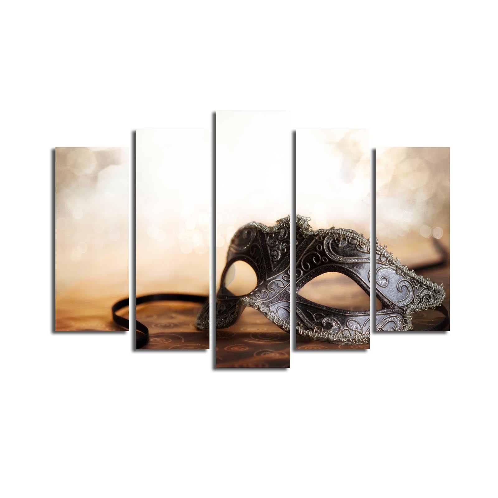 Quadro Decorativo em Tela (5 Peças) Multicolor 70x105 cm com Moldura de Madeira 3 cm – 5PATK-58