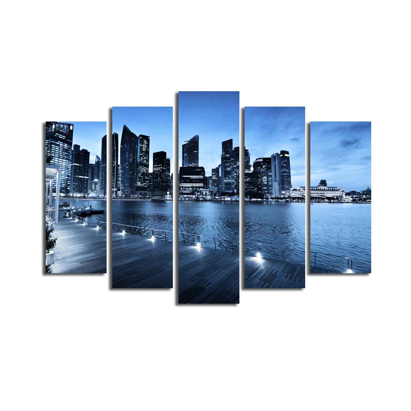 Quadro Decorativo em Tela Suede Multicolor (5 Peças) com Moldura de Madeira 3 cm – 70 x 105 cm – Modelo 5PATK-59