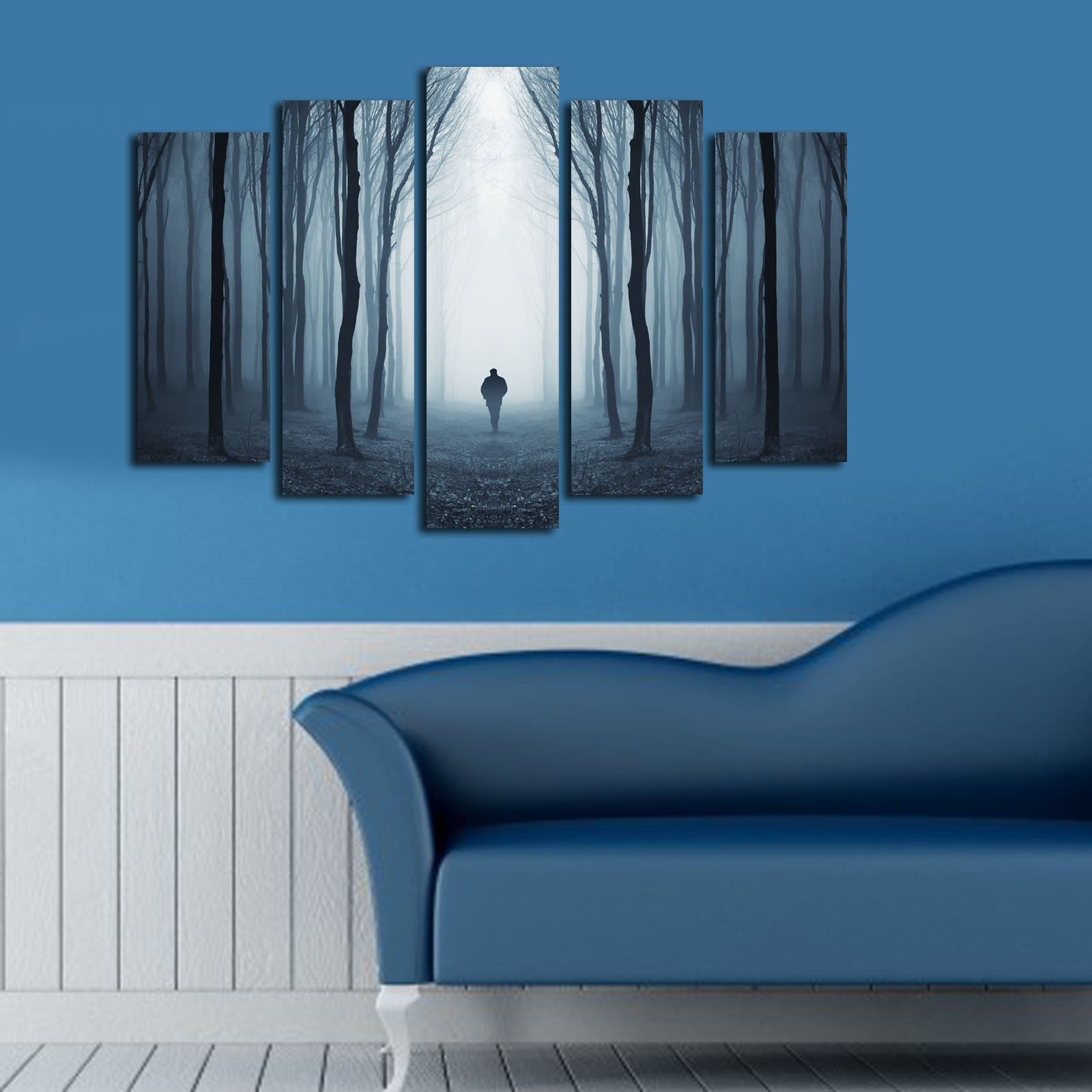 Quadro Decorativo em Tela 5 Peças Multicolor – Suede 100% com Moldura de Madeira, 70x105 cm