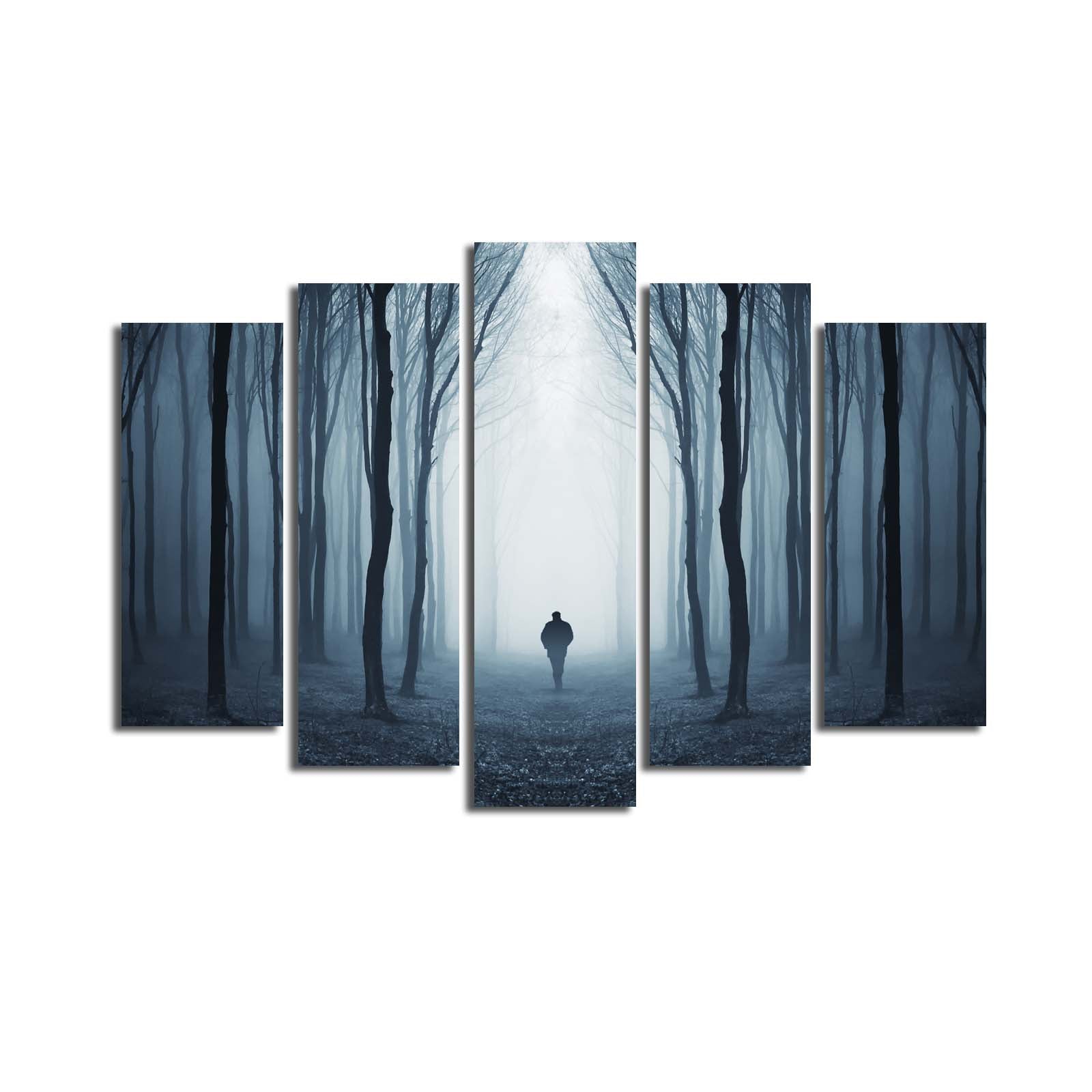 Quadro Decorativo em Tela 5 Peças Multicolor – Suede 100% com Moldura de Madeira, 70x105 cm