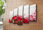 Quadro em Tela Decorativa 5 Peças Multicolor 70 x 105 cm – Suede 100% e Moldura de Madeira