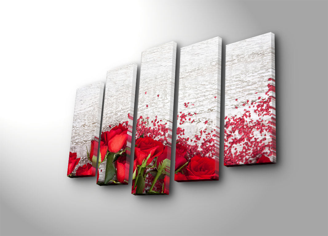 Quadro em Tela Decorativa 5 Peças Multicolor 70 x 105 cm – Suede 100% e Moldura de Madeira