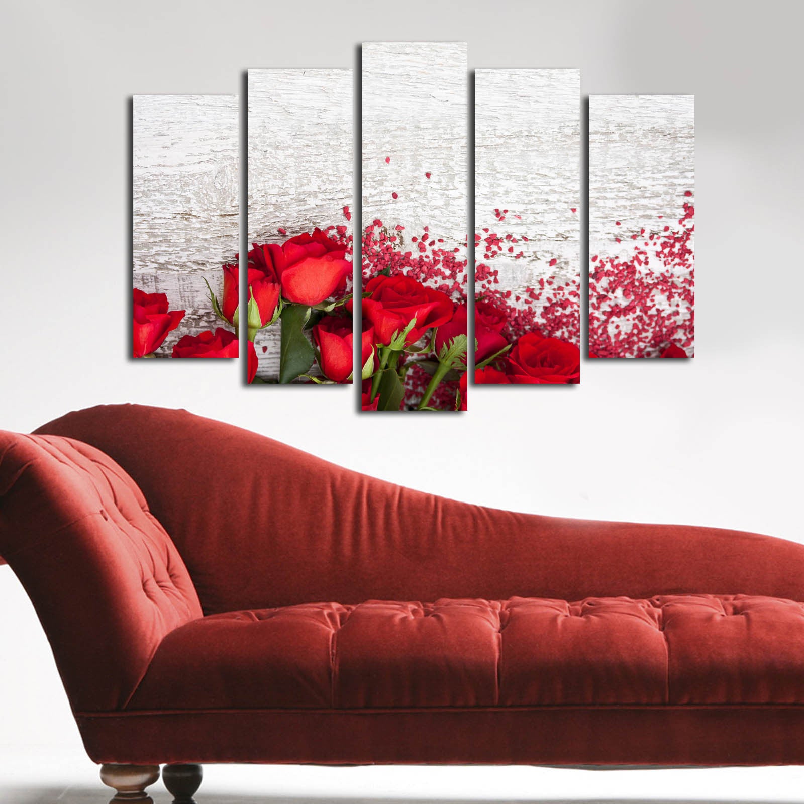 Quadro em Tela Decorativa 5 Peças Multicolor 70 x 105 cm – Suede 100% e Moldura de Madeira