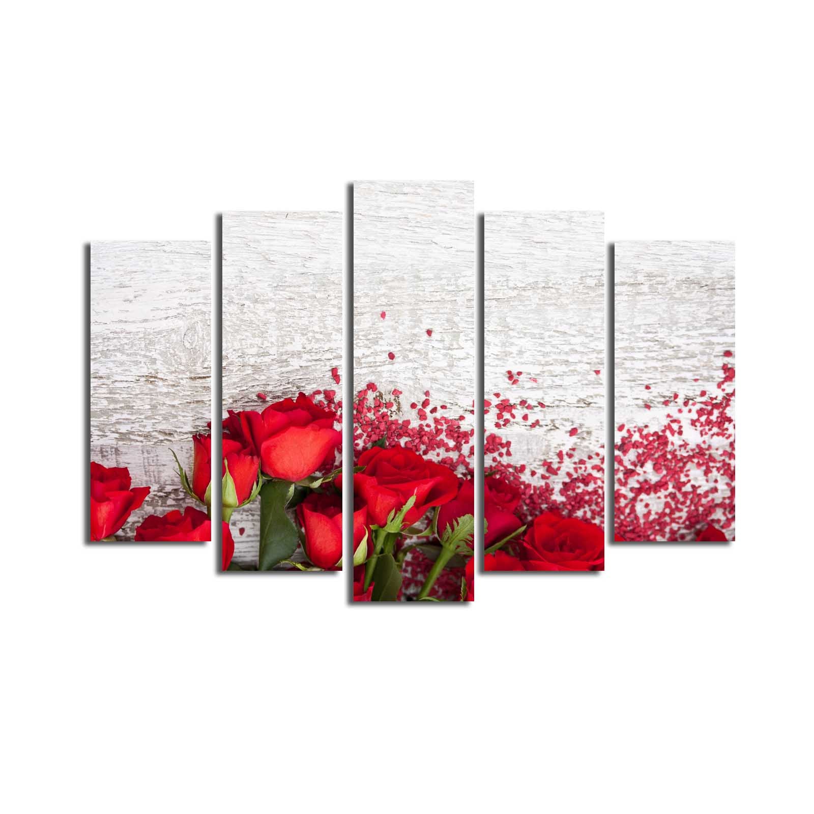 Quadro em Tela Decorativa 5 Peças Multicolor 70 x 105 cm – Suede 100% e Moldura de Madeira