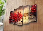 Quadro Decorativo em Tela Camurça Multicolor – Conjunto 5 Peças com Moldura de Madeira (70 x 105 cm)