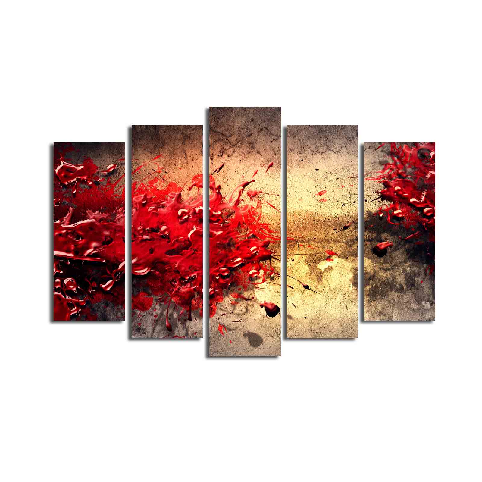 Quadro Decorativo em Tela Camurça Multicolor – Conjunto 5 Peças com Moldura de Madeira (70 x 105 cm)