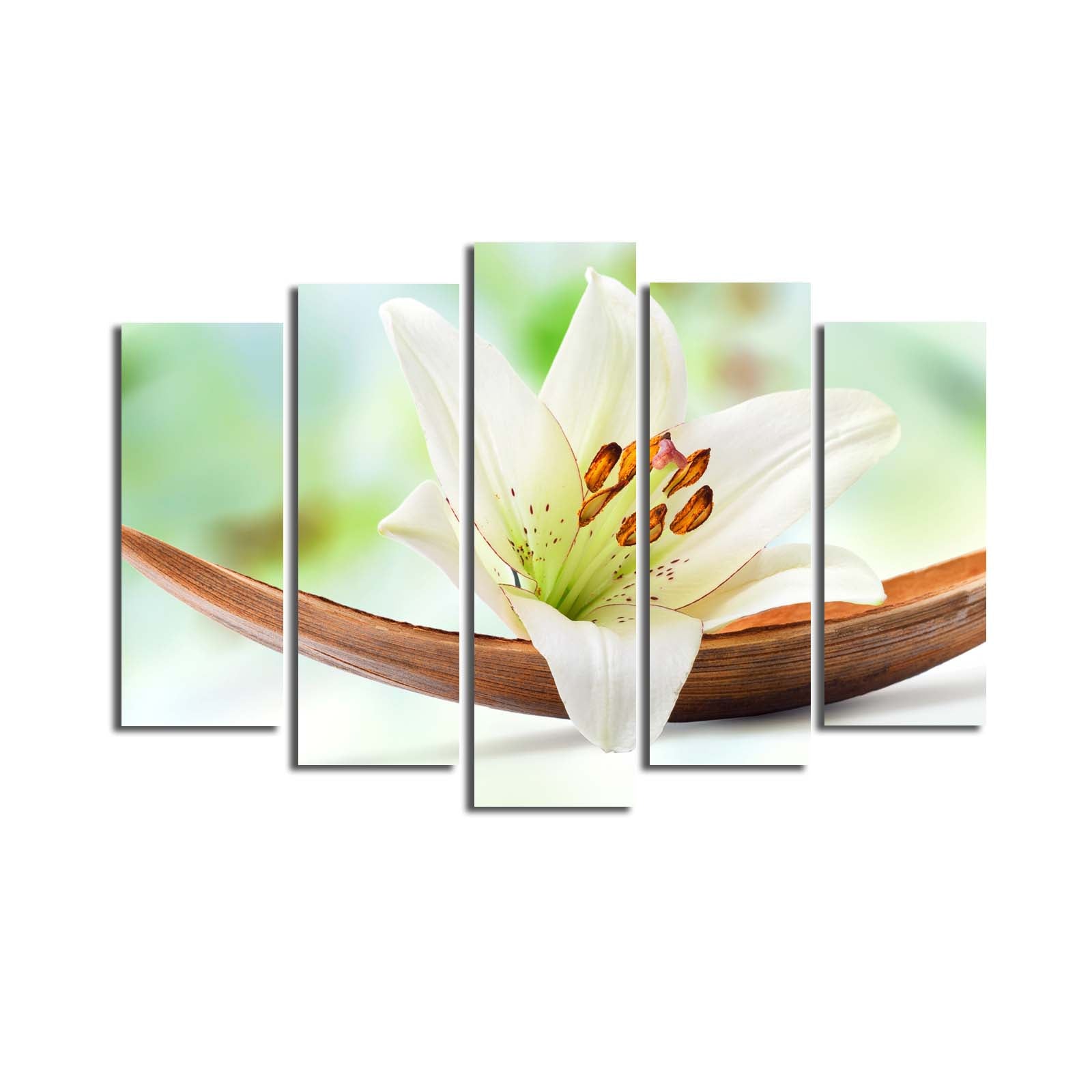 Quadro Decorativo em Tela (5 Peças) Multicolor — Camurça 100% com Moldura de Madeira, 70 x 105 cm