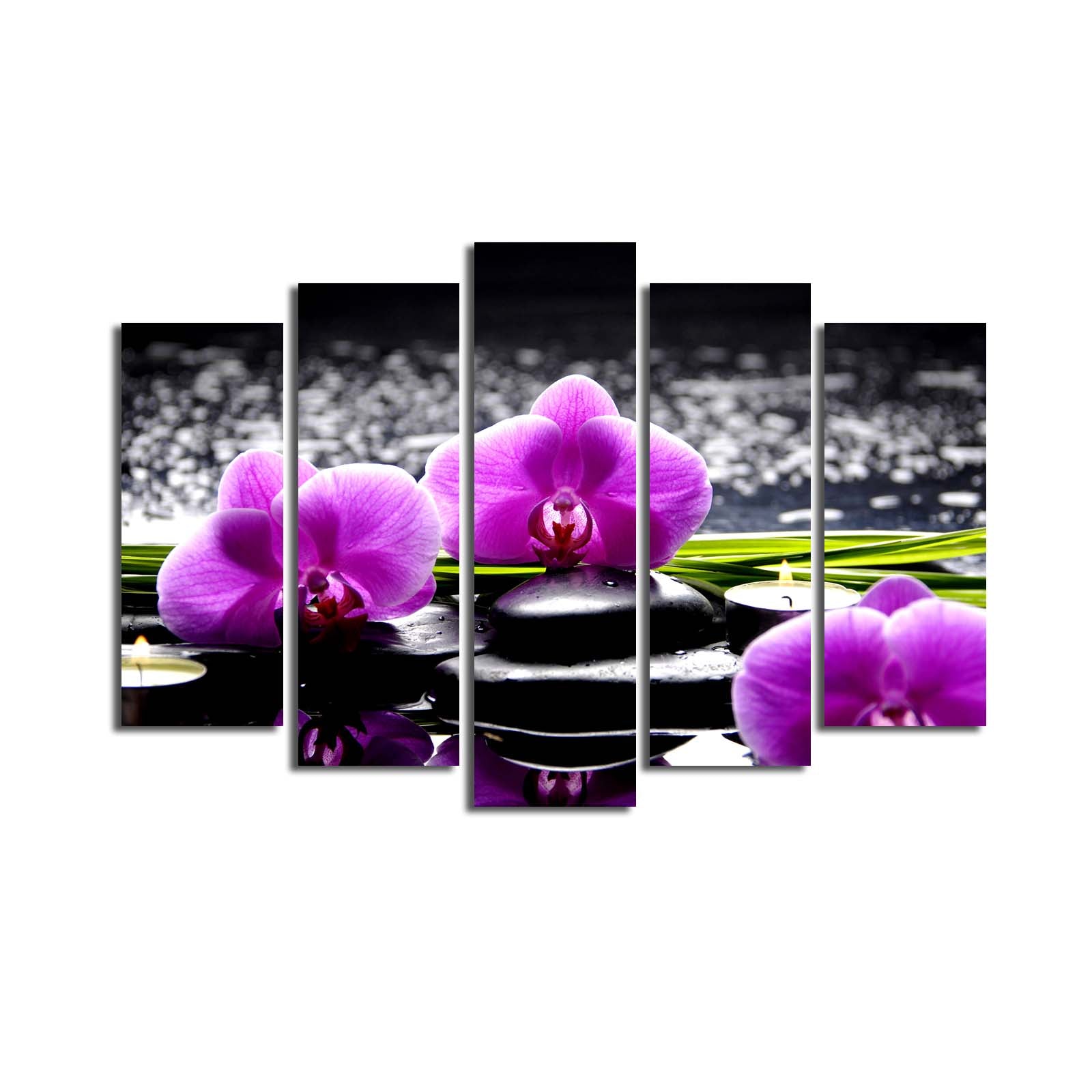 Quadro Decorativo em Tela Suede (5 Peças) Multicolor – 70x105 cm – Moldura 100% Madeira