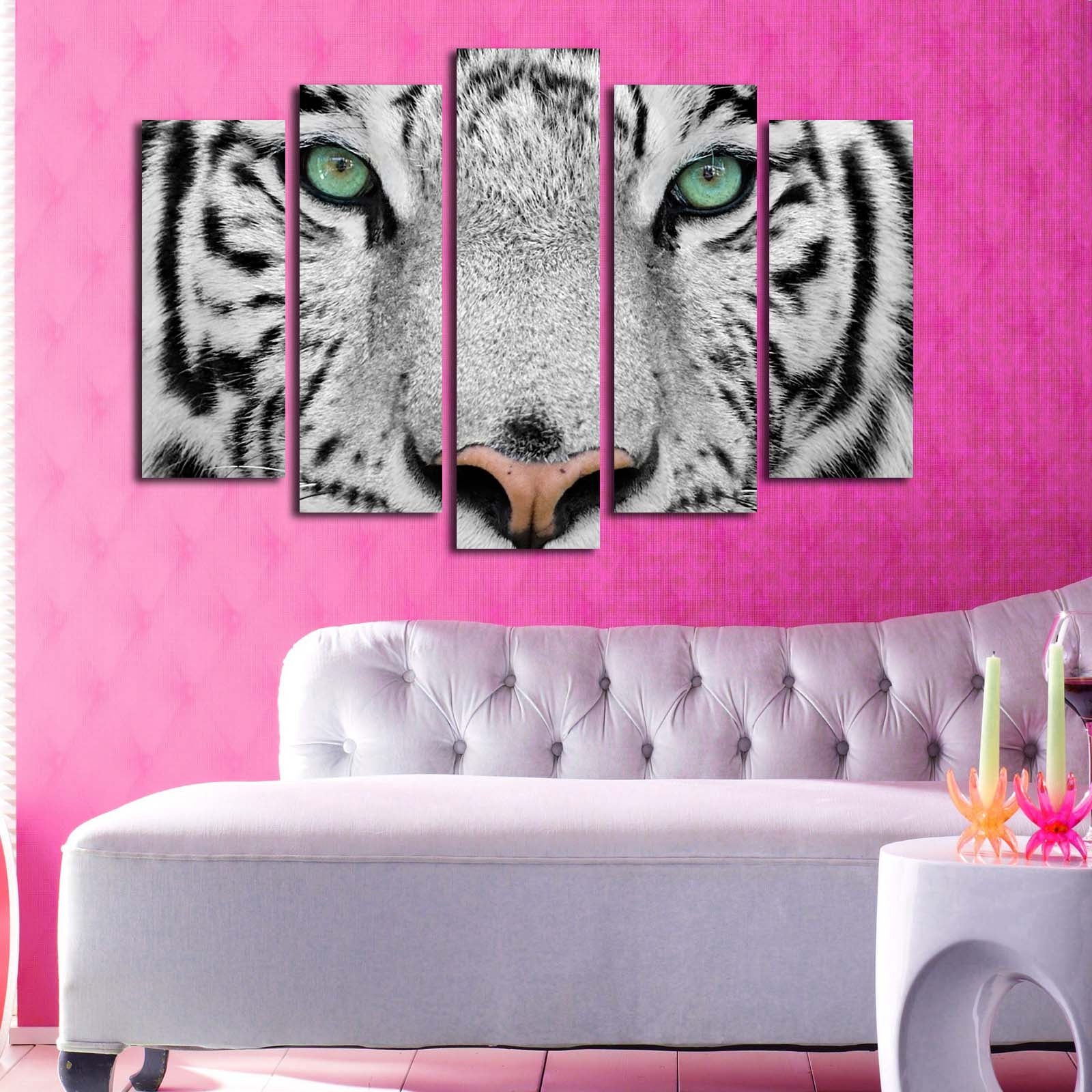 Quadro Decorativo em Tela 5 Peças Multicolor 70 x 105 cm — 5PATK-68 | Tela Suede 100% e Moldura de Madeira 3 cm