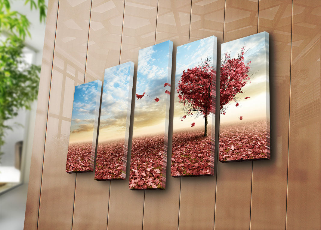 Tela Decorativa Multicolor 5 Peças 70x105 cm – Suede 100% com Moldura de Madeira 3 cm (5PATK-69)