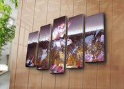 Tela Decorativa Multicolor em Canvas Suede 100% (5 Peças) 70 x 105 cm com Moldura de Madeira 3 cm