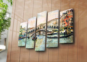 Quadro Decorativo em Tela (5 Peças) Multicolor – 70x105 cm, Canvas Camurça 100%, Moldura de Madeira 3 cm