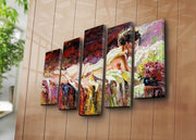 5PATK-72 Quadro Decorativo em Tela (5 Peças) Multicolor — Suede 100% e Moldura de Madeira 3 cm — 70 x 105 cm