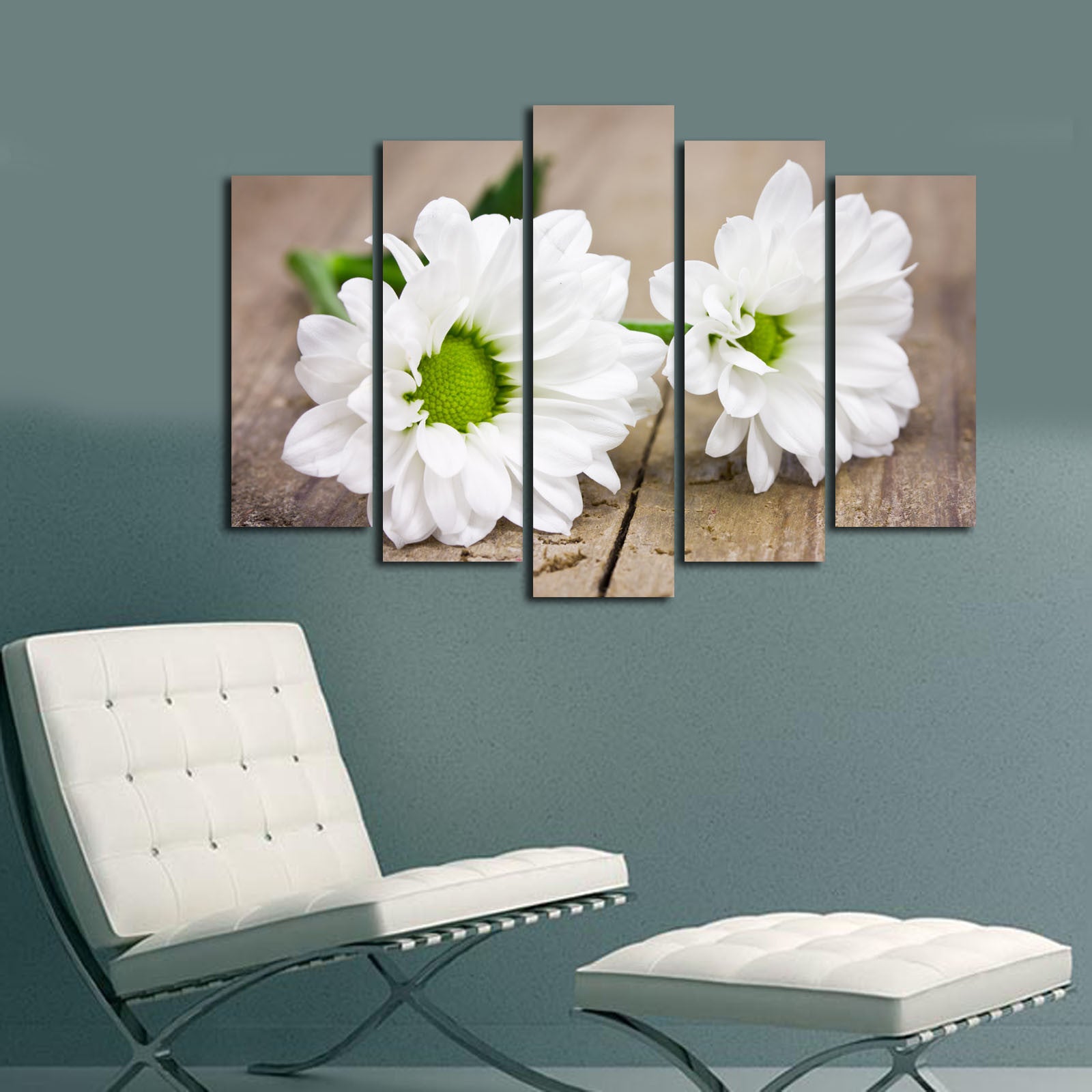 Quadro Decorativo em Tela Suede Multicolor (Conjunto 5 Peças) – Moldura de Madeira 3 cm, 70 x 105 cm