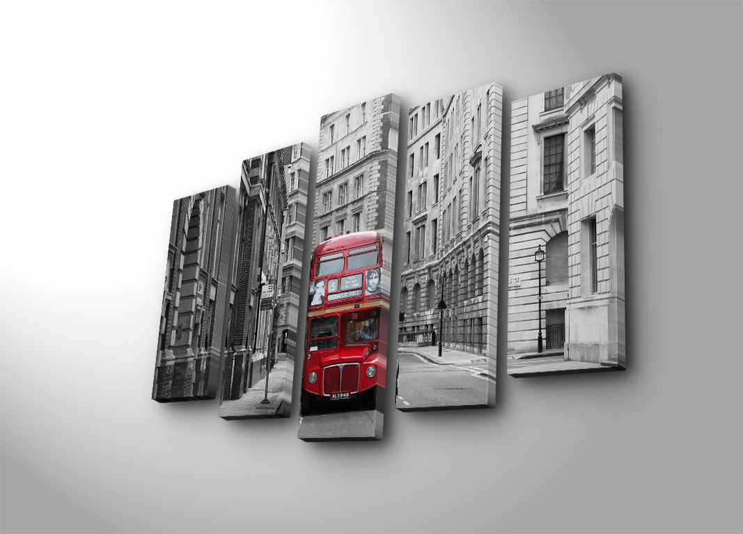 Quadro Decorativo em Tela de Camurça (5 Peças) Multicolor, Moldura de Madeira, 70 x 105 cm