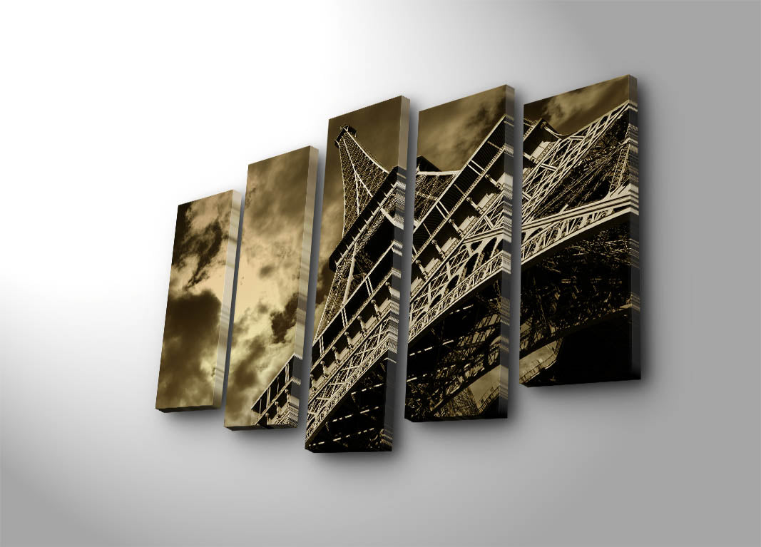 Quadro Decorativo em Tela (5 Peças) Multicolor – 70x105 cm, Tela de Camurça 100%, Moldura de Madeira 3 cm – 5PATK-77