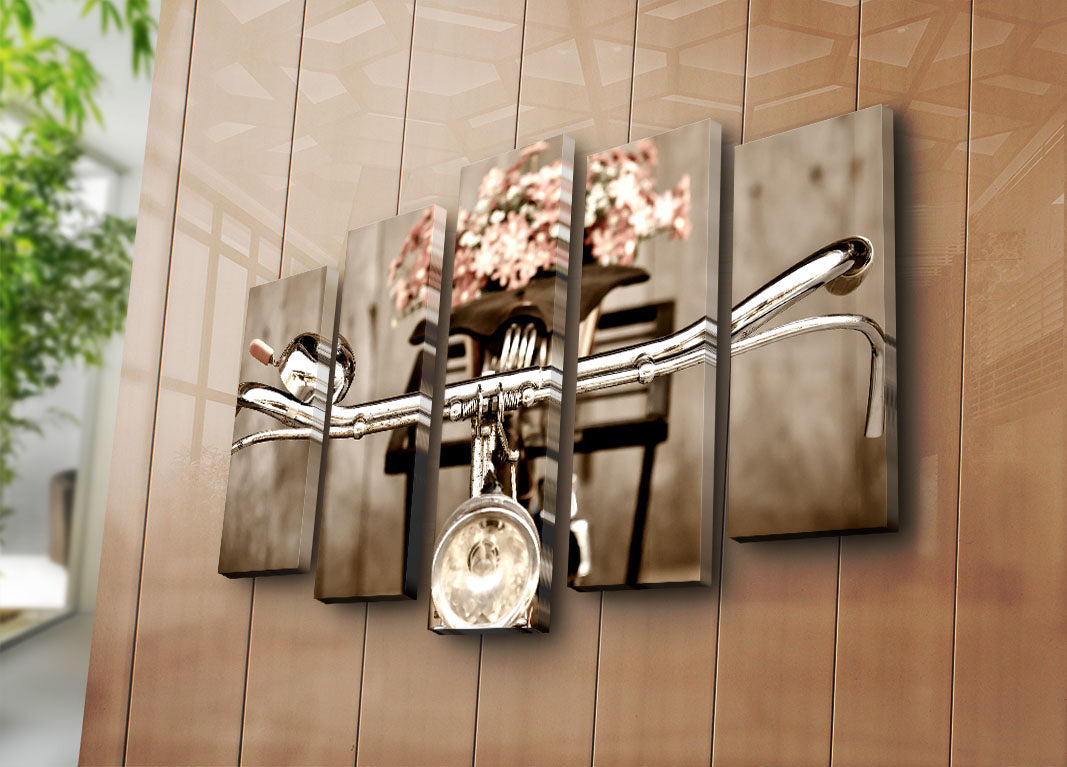 Quadro Decorativo em Tela Multicolorido (5 Peças) 70 x 105 cm — Canvas tipo Camurça 100% e Moldura de Madeira 3 cm