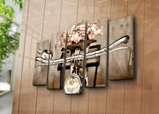 Quadro Decorativo em Tela Multicolorido (5 Peças) 70 x 105 cm — Canvas tipo Camurça 100% e Moldura de Madeira 3 cm