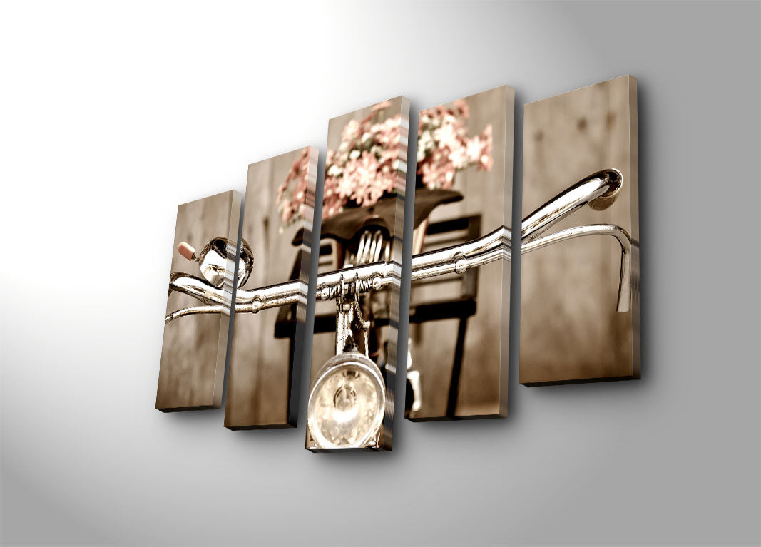 Quadro Decorativo em Tela Multicolorido (5 Peças) 70 x 105 cm — Canvas tipo Camurça 100% e Moldura de Madeira 3 cm