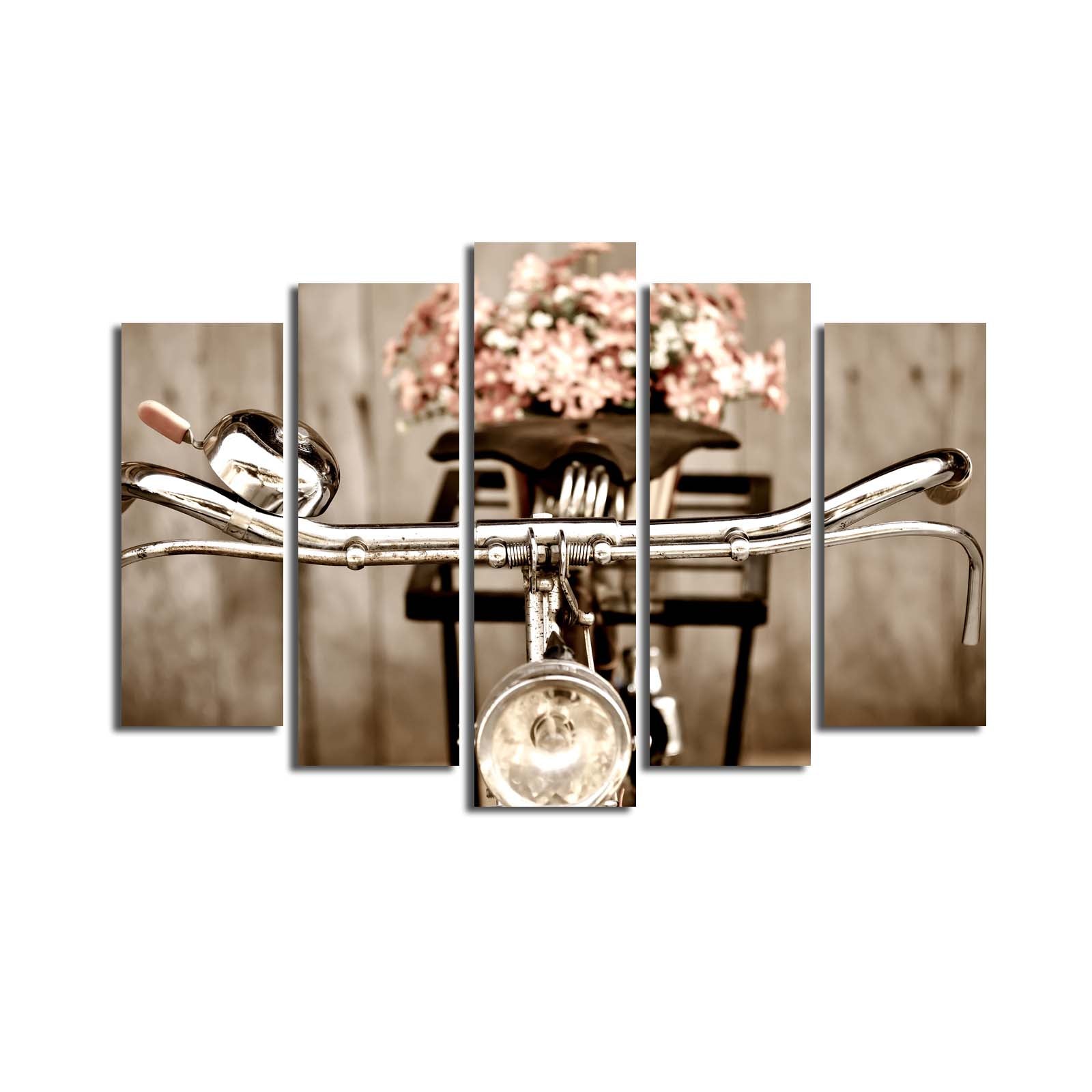 Quadro Decorativo em Tela Multicolorido (5 Peças) 70 x 105 cm — Canvas tipo Camurça 100% e Moldura de Madeira 3 cm