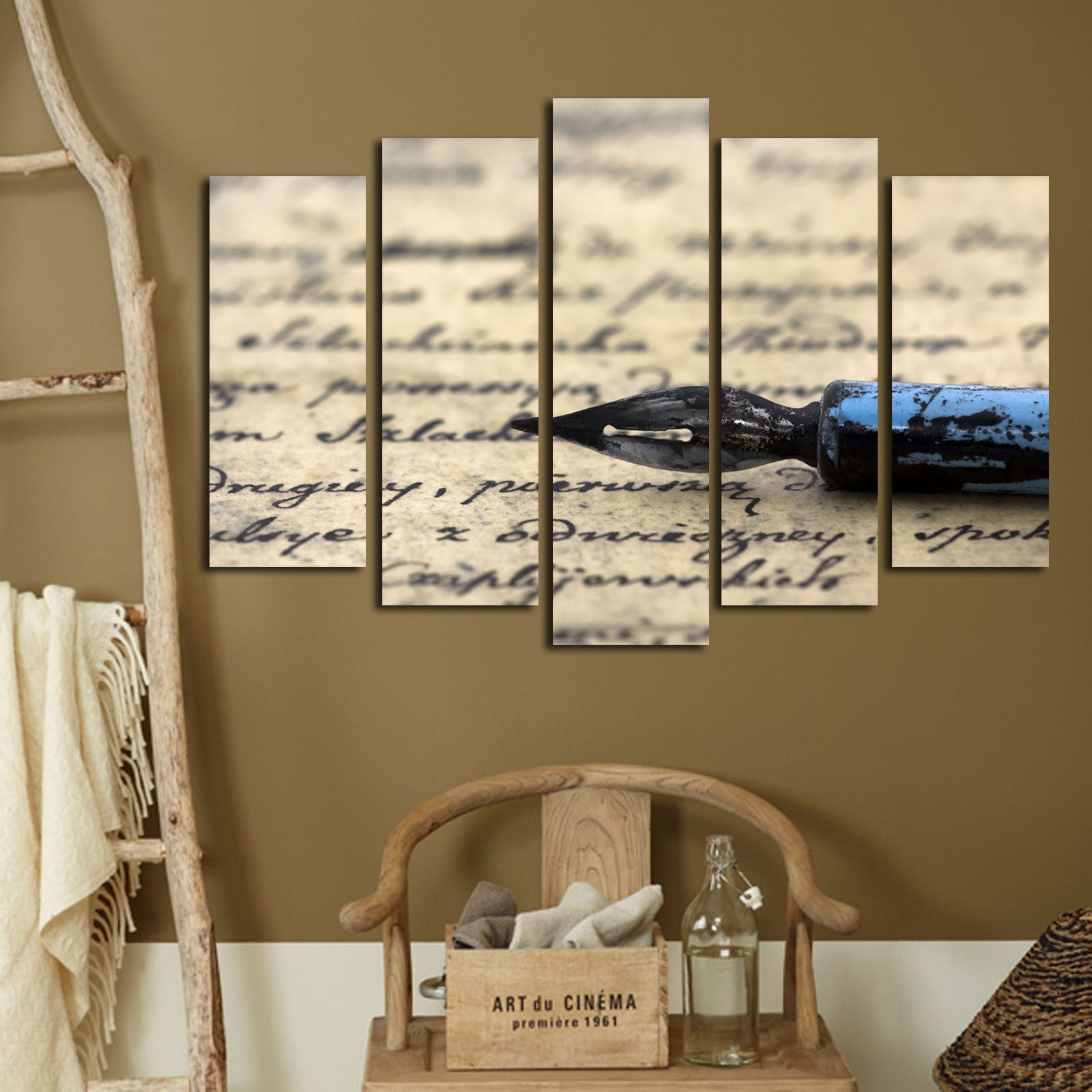 Tela Decorativa Multicolor 5 Peças em Suede Canvas, Moldura 100% Madeira (3 cm), 70x105 cm – 5PATK-80