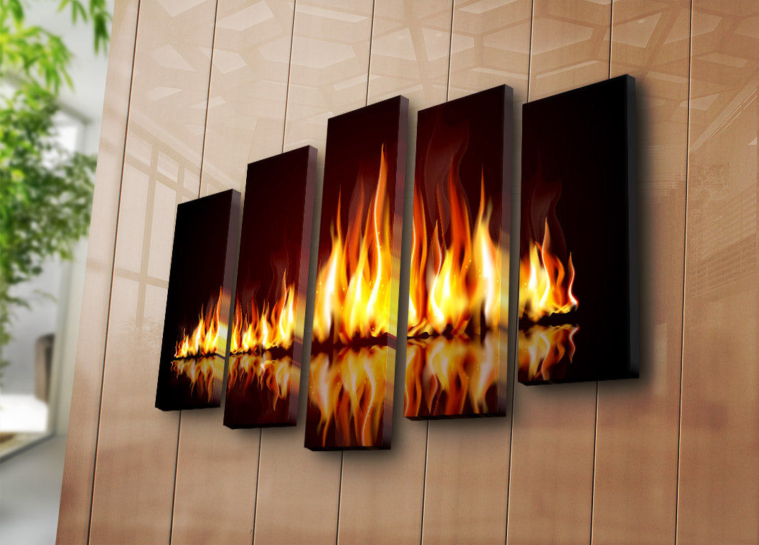 Quadro Decorativo Multicolor em Tela Suede – Conjunto de 5 Peças (70 x 105 cm) com Moldura 100% Madeira