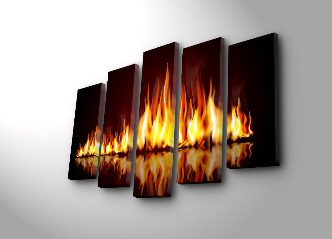 Quadro Decorativo Multicolor em Tela Suede – Conjunto de 5 Peças (70 x 105 cm) com Moldura 100% Madeira