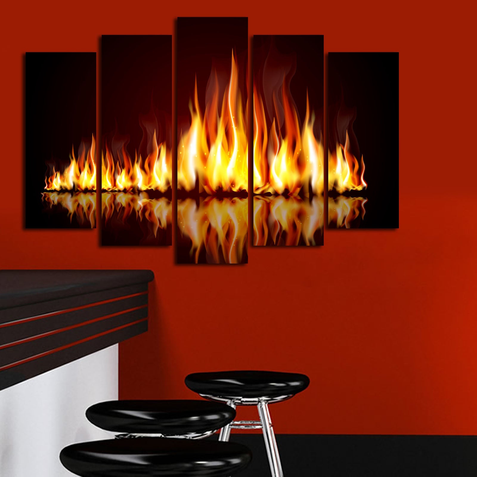 Quadro Decorativo Multicolor em Tela Suede – Conjunto de 5 Peças (70 x 105 cm) com Moldura 100% Madeira