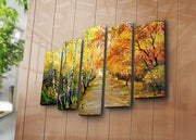 Quadro Decorativo em Tela Suede 100% (5 Peças) Multicolor 70x105 cm com Moldura de Madeira | 5PATK-82