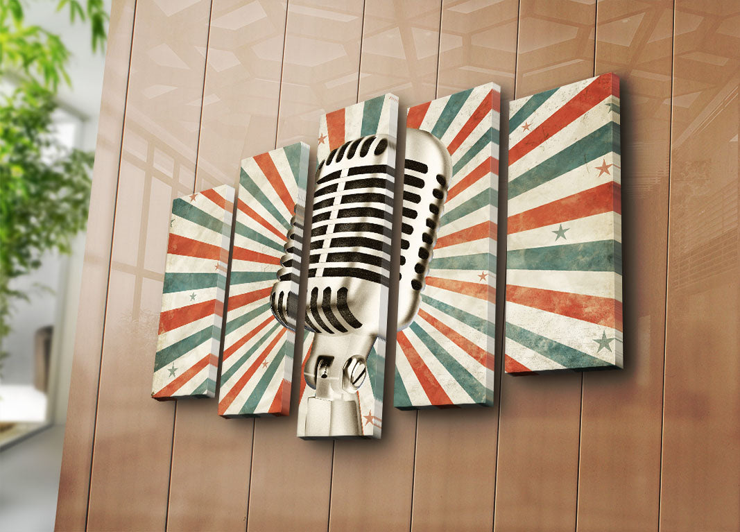 Quadro Decorativo em Tela Multicolor – Conjunto 5 Peças, Tela de Camurça 100%, Moldura em Madeira, 70 x 105 cm