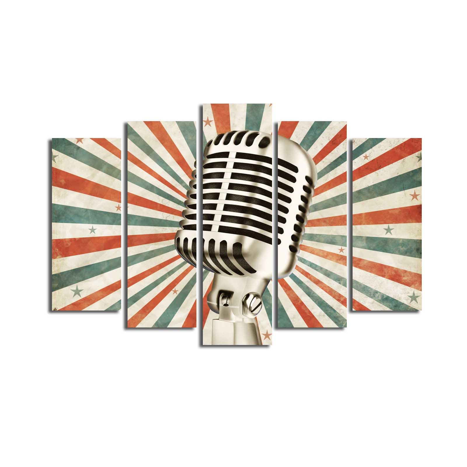 Quadro Decorativo em Tela Multicolor – Conjunto 5 Peças, Tela de Camurça 100%, Moldura em Madeira, 70 x 105 cm