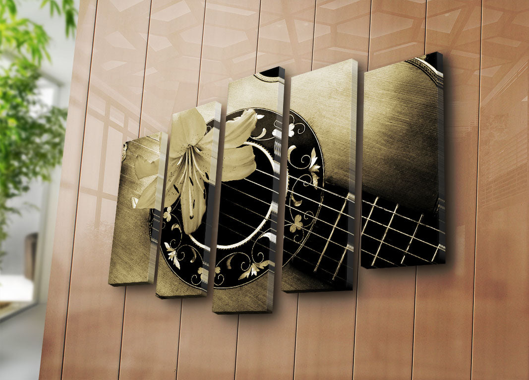 Conjunto de Quadros Decorativos Multicolor (5 Peças) – Tela 100% Suede, Moldura em Madeira 3 cm, 70 x 105 cm