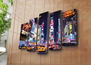 Quadro Decorativo 5 Peças Multicolor – Tela Suede 100% e Moldura de Madeira (70x105 cm)