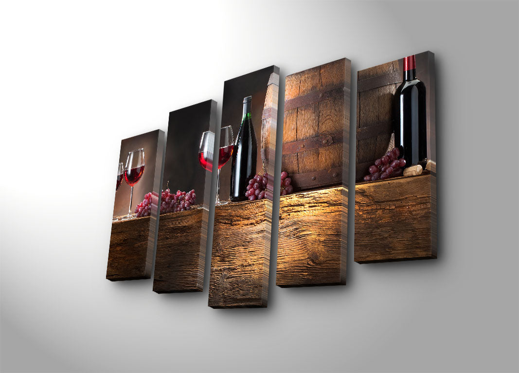 Quadro Decorativo em Tela Multicolor (Conjunto 5 Peças) 70x105 cm | Tela de Camurça 100% | Moldura de Madeira 3 cm – 5PATK-87