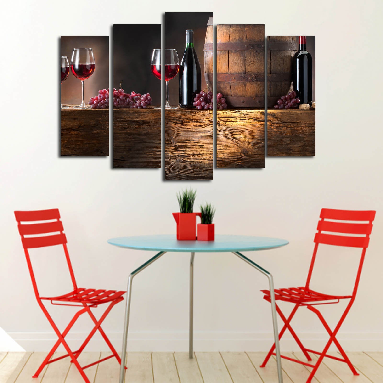 Quadro Decorativo em Tela Multicolor (Conjunto 5 Peças) 70x105 cm | Tela de Camurça 100% | Moldura de Madeira 3 cm – 5PATK-87