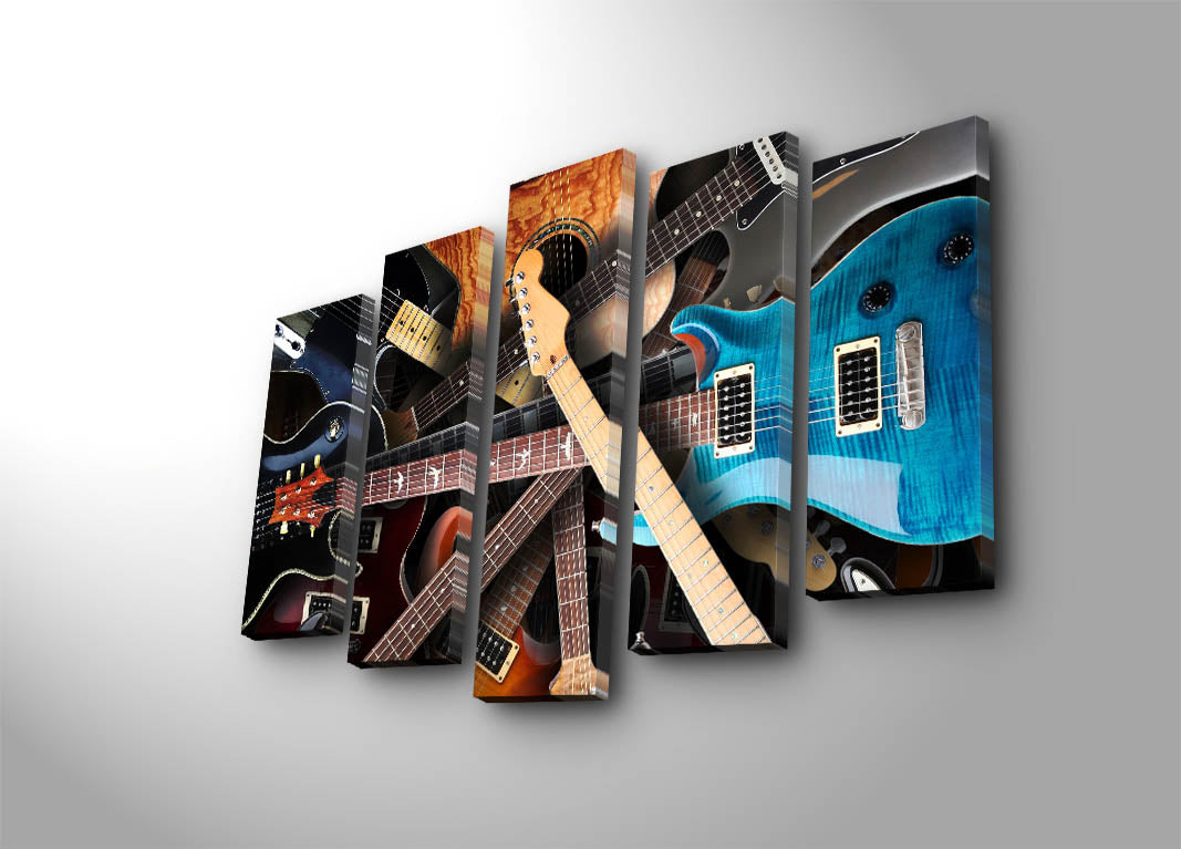 Quadro Decorativo em Tela 5 Peças Multicolor 70x105 cm, Camurça 100%, Moldura Madeira 3 cm – 5PATK-88