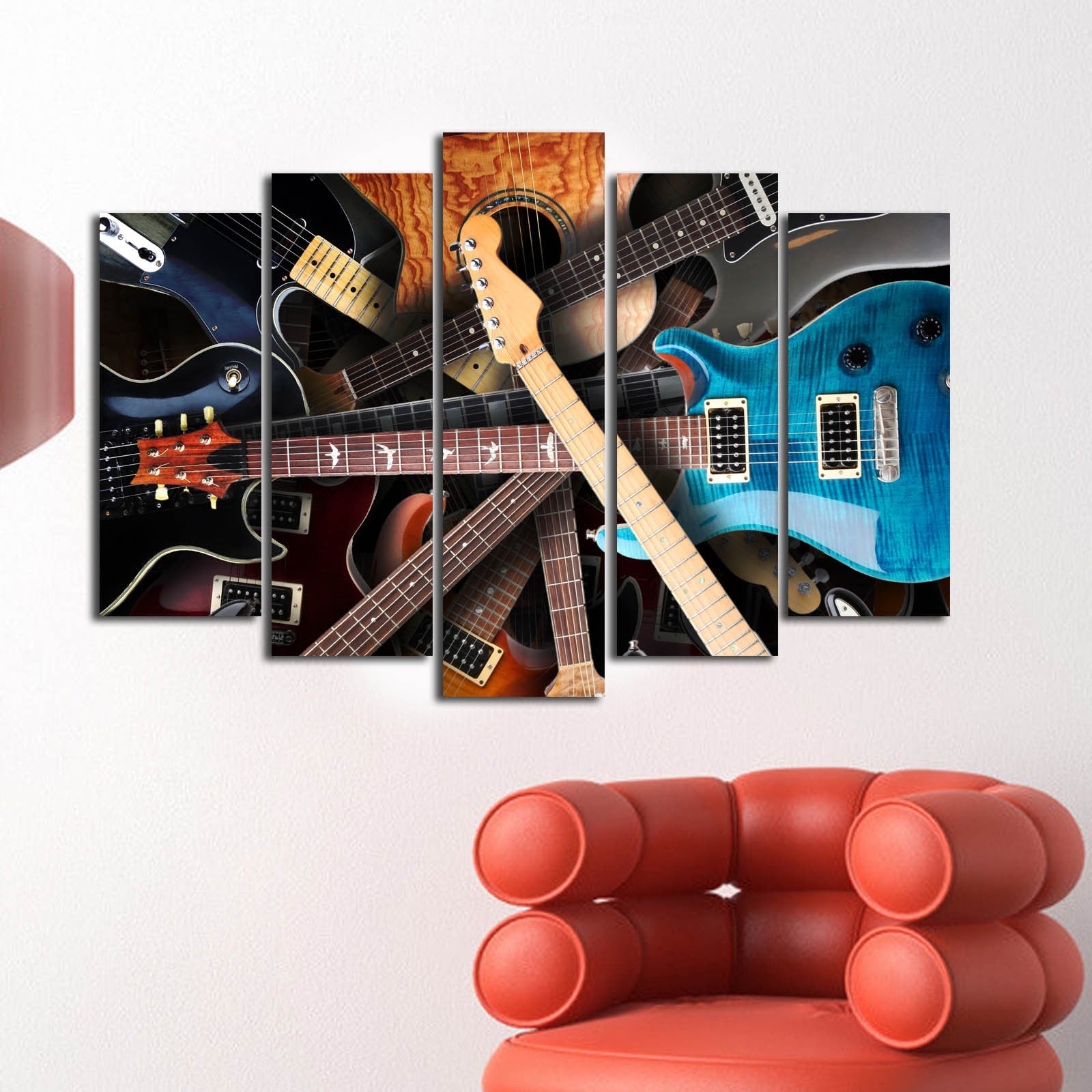 Quadro Decorativo em Tela 5 Peças Multicolor 70x105 cm, Camurça 100%, Moldura Madeira 3 cm – 5PATK-88