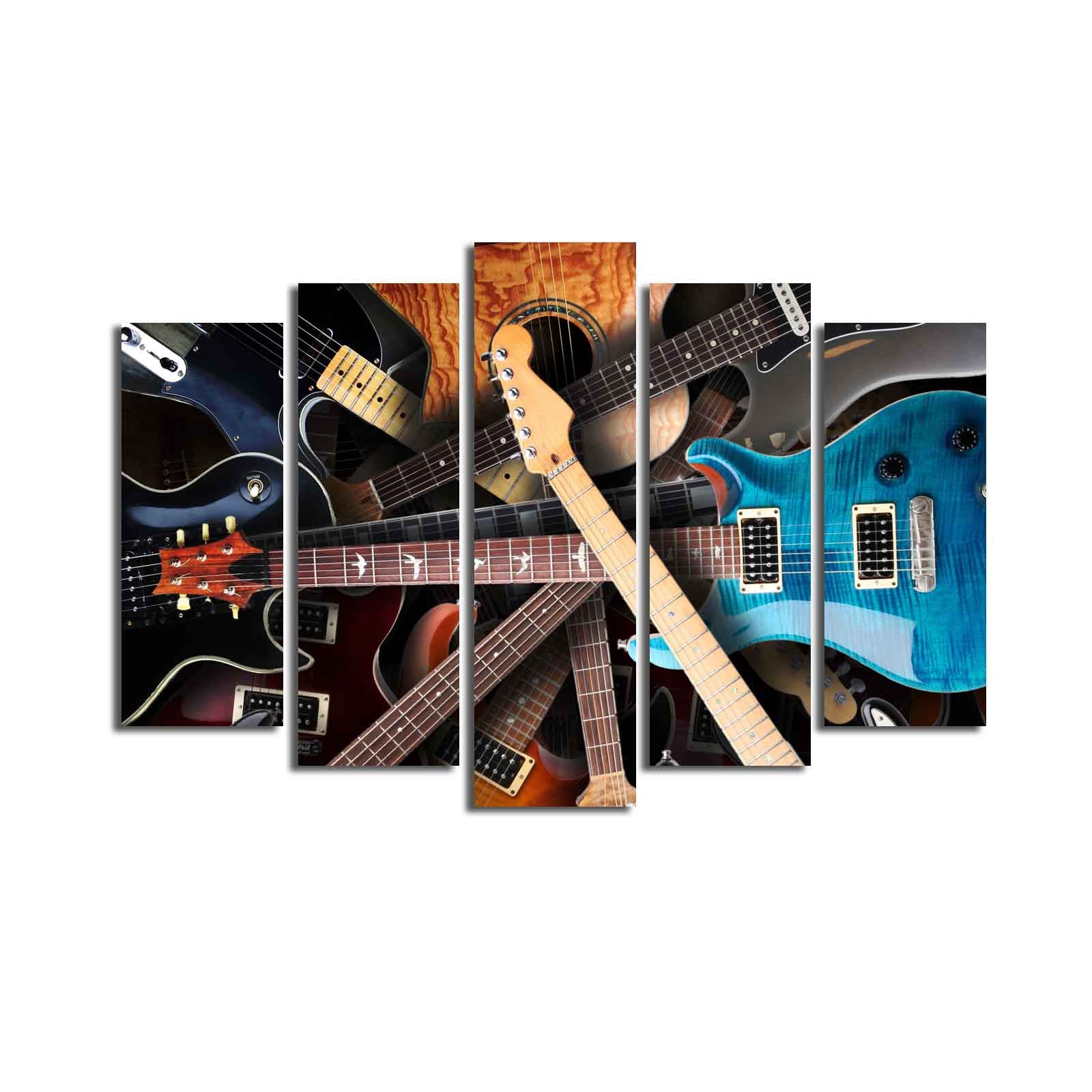 Quadro Decorativo em Tela 5 Peças Multicolor 70x105 cm, Camurça 100%, Moldura Madeira 3 cm – 5PATK-88