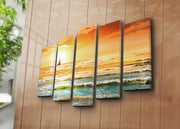 Quadro Decorativo em Tela Suede 100% (Conjunto de 5 Peças), Multicolor, Moldura 100% Madeira, Tamanho Total 70 x 105 cm