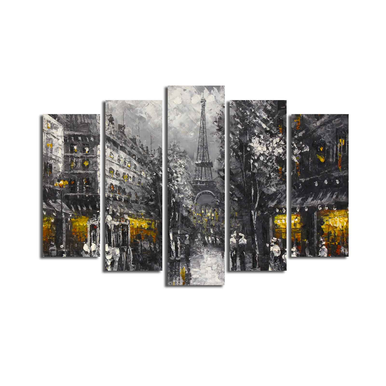 Conjunto de Quadros em Tela Multicolor 5 Peças 70x105 cm – 100% Suede, Moldura de Madeira (5PATK-90)