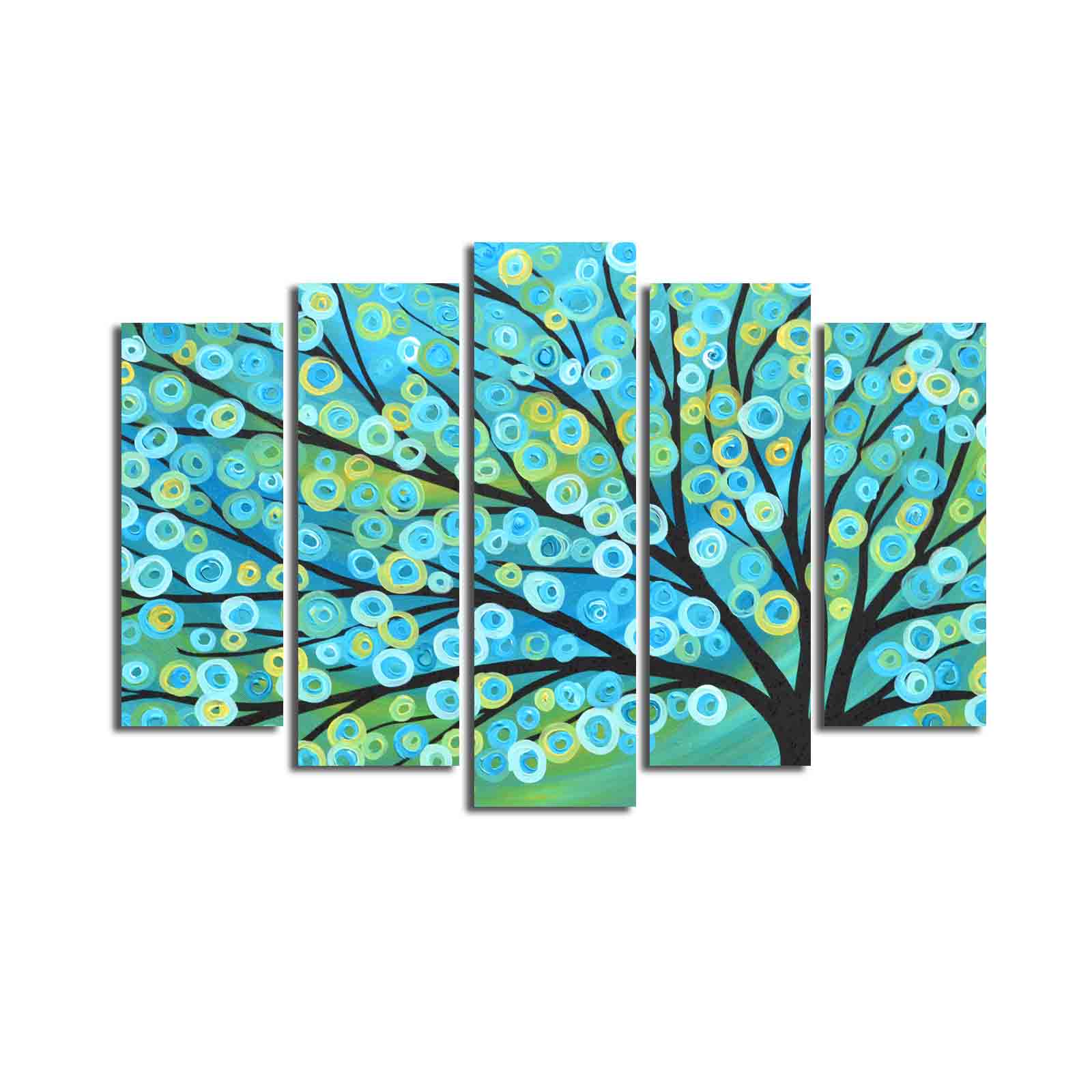 Quadro Decorativo Multicolor (Conjunto 5 Peças) em Tela Suede 100% com Moldura de Madeira 3 cm – 70 x 105 cm – 5PATK-92