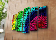 Conjunto de Telas Decorativas Multicolor (5 Peças, Suede) com Moldura de Madeira – 70 x 105 cm – 5PATK-94