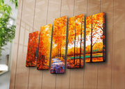 Quadro Decorativo em Tela (5 Peças) Multicolor – 70 x 105 cm, Tela Camurça 100%, Moldura de Madeira