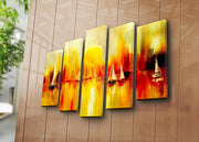 Conjunto de Quadros Decorativos em Tela (5 Peças) Multicolor — 100% Suede Canvas, Moldura de Madeira 3 cm, 70 x 105 cm