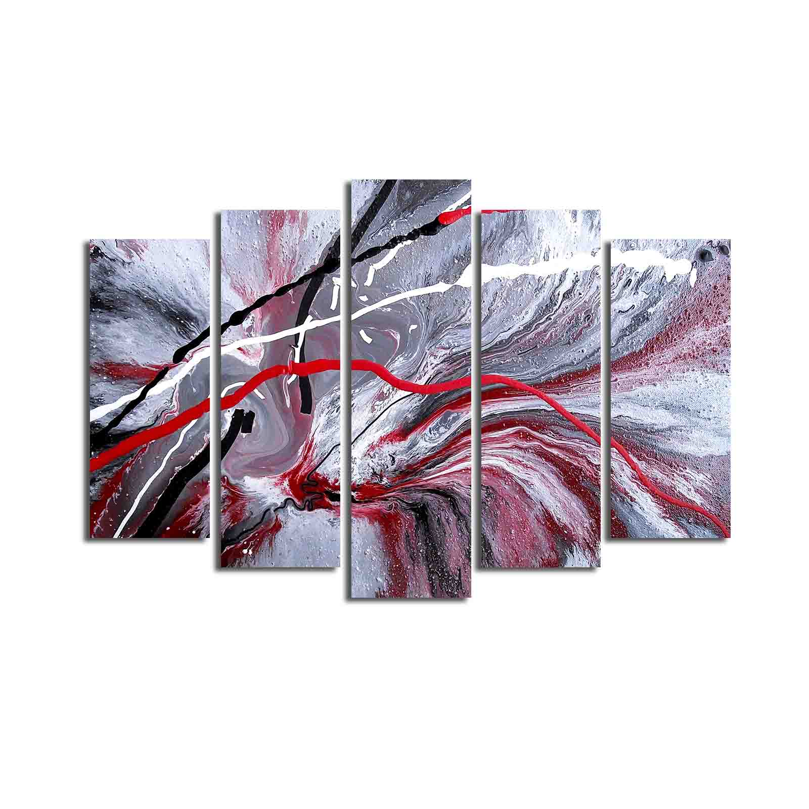 Quadro Decorativo em Tela Suede Multicolor (Conjunto 5 Peças) 70 x 105 cm com Moldura 100% Madeira