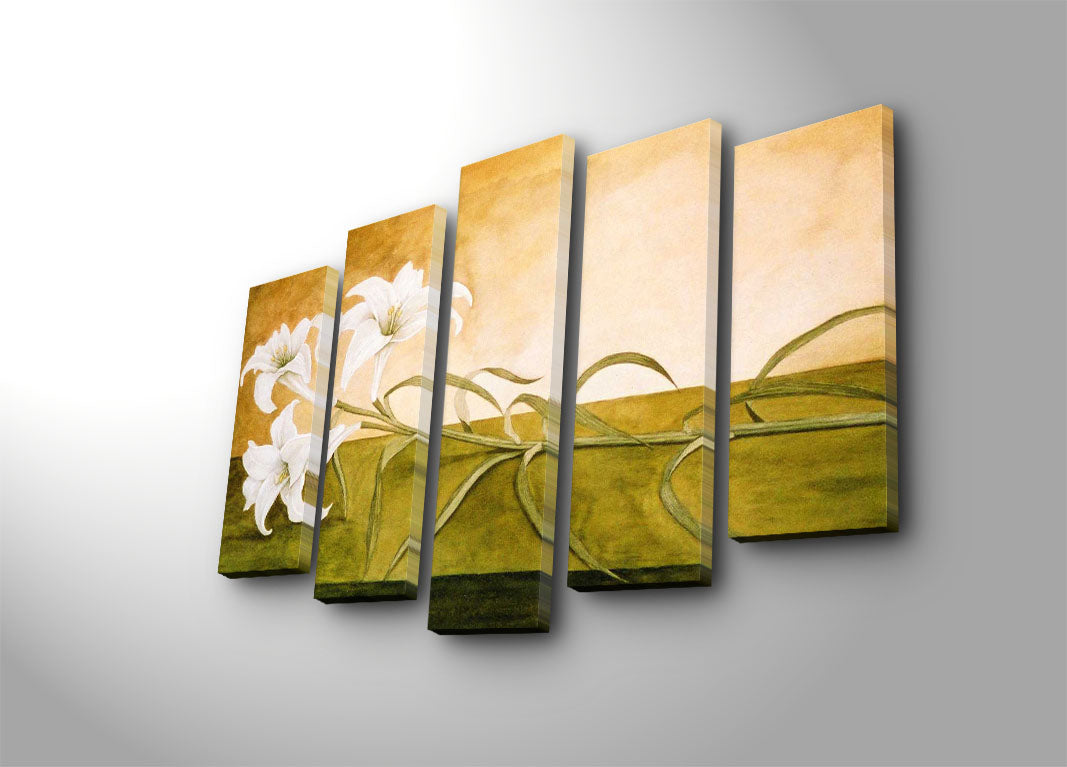 Quadro Decorativo Multicolor em Tela Suede – Conjunto de 5 Peças com Moldura de Madeira (70 x 105 cm) 5PATK-99