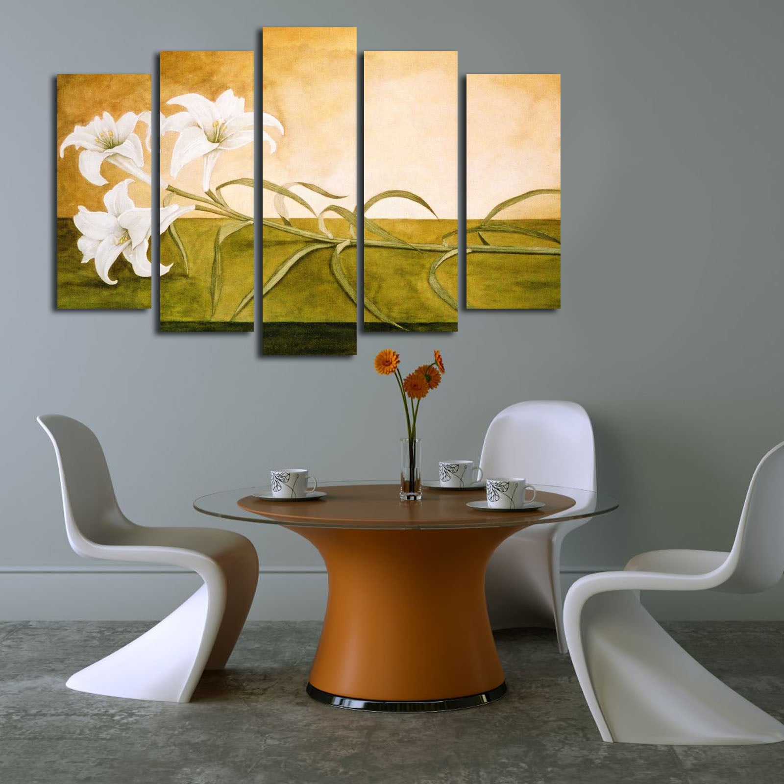 Quadro Decorativo Multicolor em Tela Suede – Conjunto de 5 Peças com Moldura de Madeira (70 x 105 cm) 5PATK-99